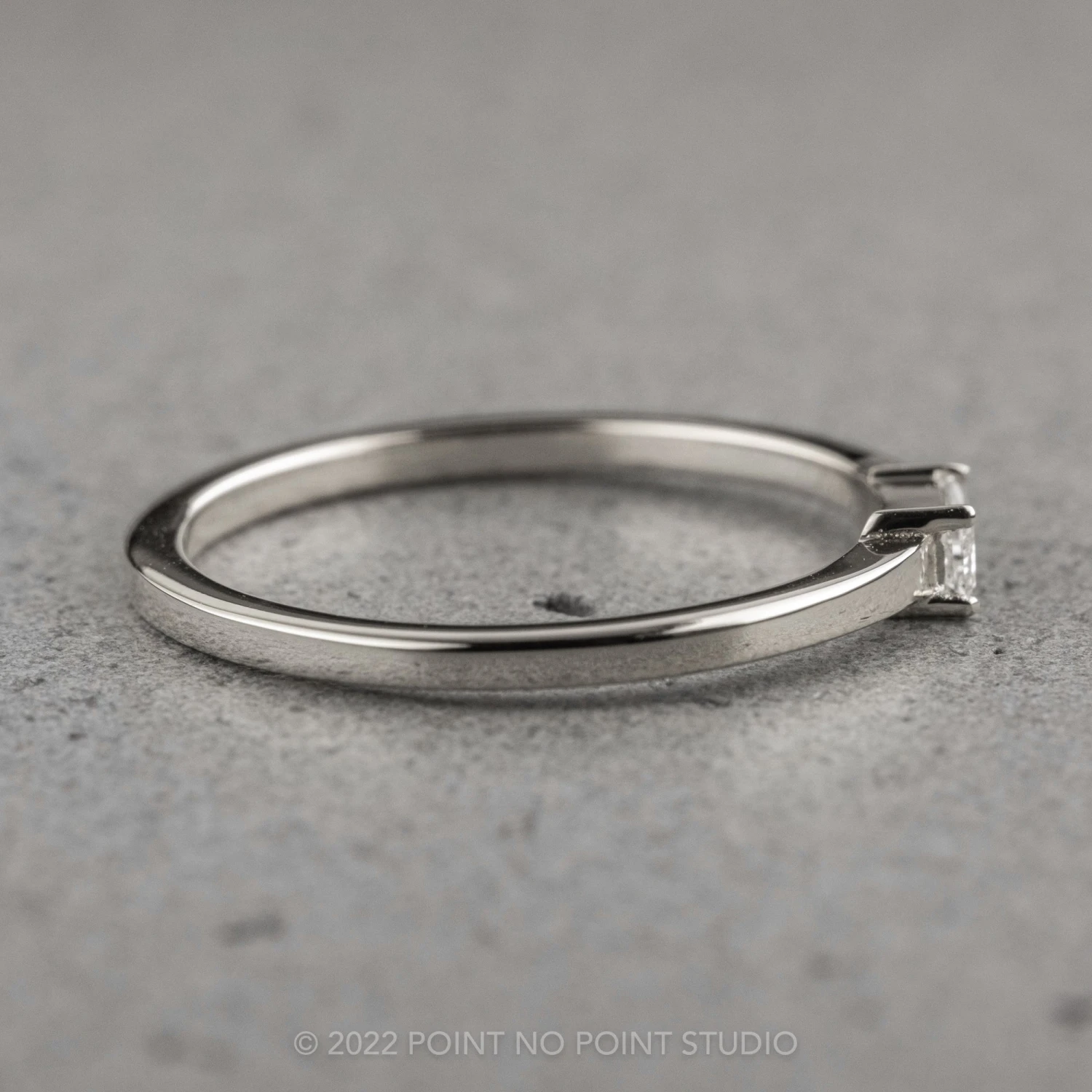 .13 Carat White Tapered Baguette Diamond Ring, 14K White Gold 3 .13 Carat White Tapered Baguette Diamond Ring, 14K White Gold - Image 3