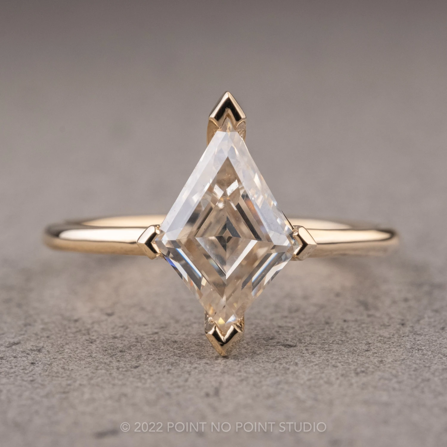 Lozenge Moissanite Engagement Ring, Charlize Setting, 14K Yellow Gold 1 Lozenge Moissanite Engagement Ring, Charlize Setting, 14K Yellow Gold