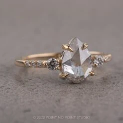 1.82 Carat Icy Grey Pear Diamond Engagement Ring, Eliza Setting, 14K Yellow Gold -Point No Point Studio Store 12112021K 3 1