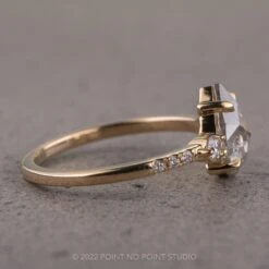 1.82 Carat Icy Grey Pear Diamond Engagement Ring, Eliza Setting, 14K Yellow Gold -Point No Point Studio Store 12112021K 4 1