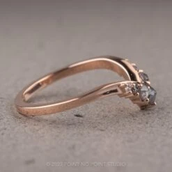 Grey And White Diamond Contour Wedding Ring, Catherine Setting, 14k Rose Gold -Point No Point Studio Store 12142021A 3
