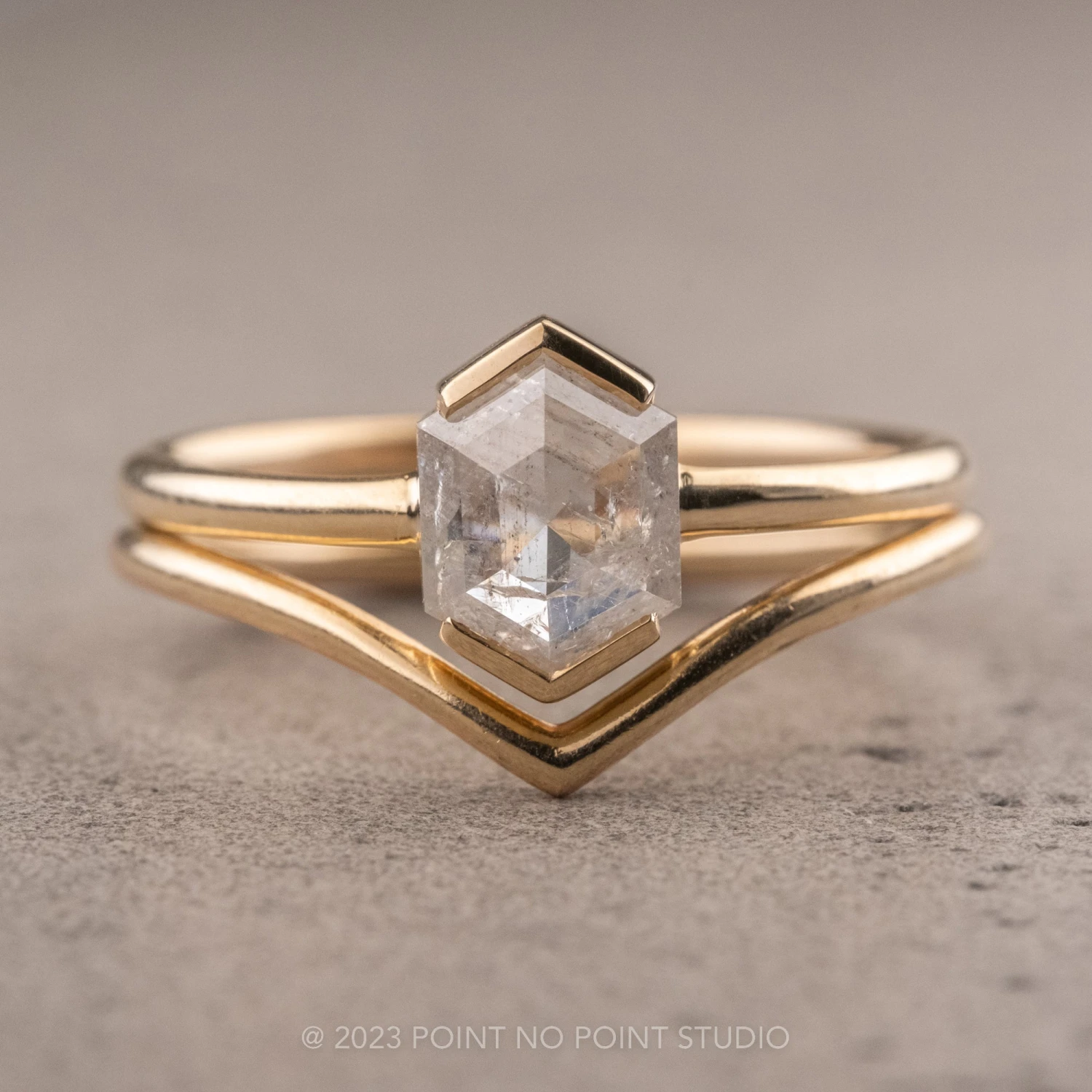 1.41 Carat Icy White Hexagon Diamond Engagement Ring, Charlize Setting, 14k Yellow Gold 5 1.41 Carat Icy White Hexagon Diamond Engagement Ring, Charlize Setting, 14k Yellow Gold - Image 5