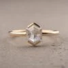 1.41 Carat Icy White Hexagon Diamond Engagement Ring, Charlize Setting, 14k Yellow Gold