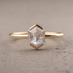1.41 Carat Icy White Hexagon Diamond Engagement Ring, Charlize Setting, 14k Yellow Gold