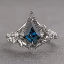 1.10 Carat Blue Kite Sapphire And Diamond Engagement Ring, Thistle Setting, Platinum