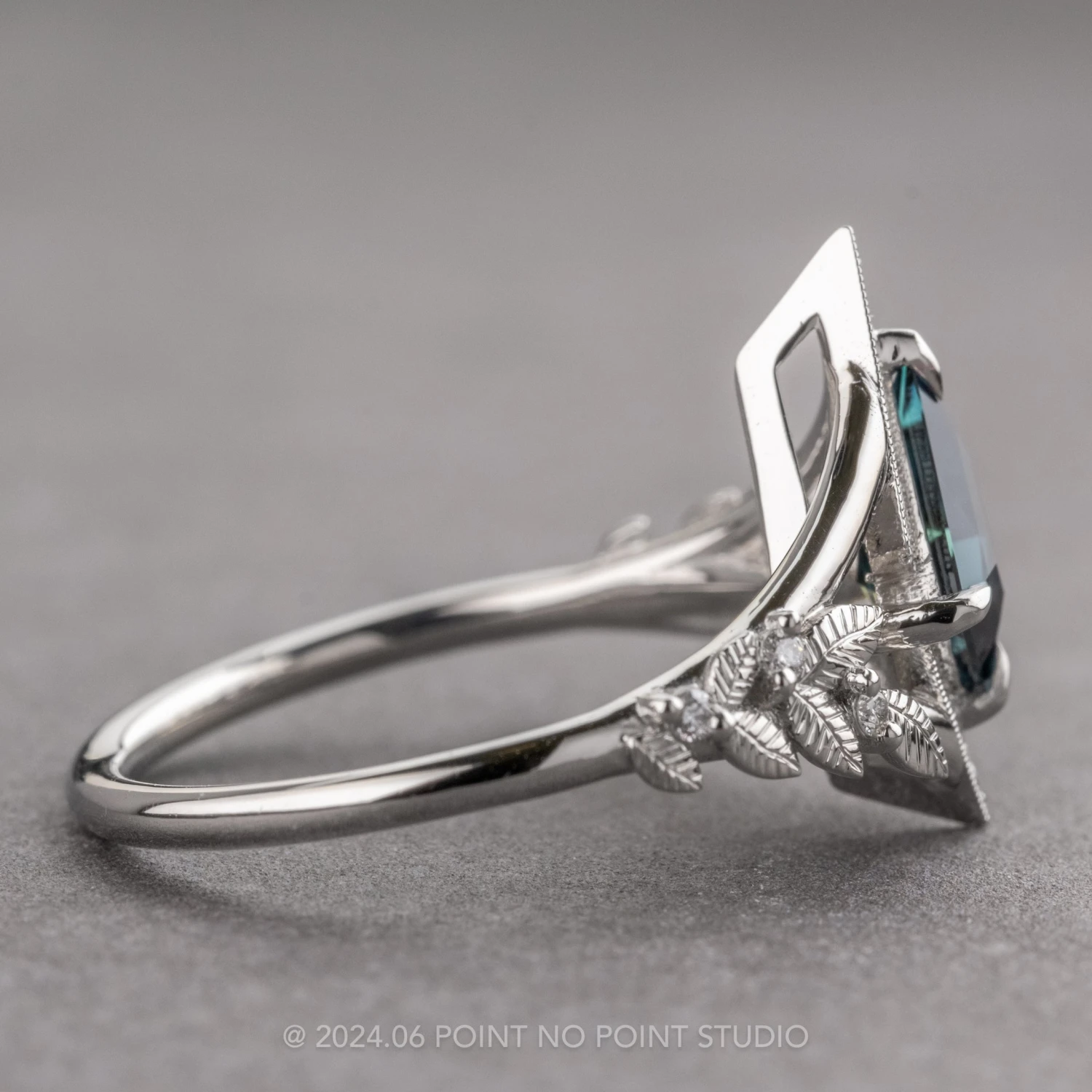 1.10 Carat Blue Kite Sapphire And Diamond Engagement Ring, Thistle Setting, Platinum 4 1.10 Carat Blue Kite Sapphire And Diamond Engagement Ring, Thistle Setting, Platinum - Image 4