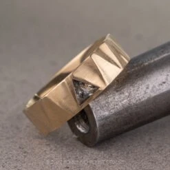 Triforce Triangle Diamond Men's Wedding Band, Comfort Fit, 14K Yellow Gold