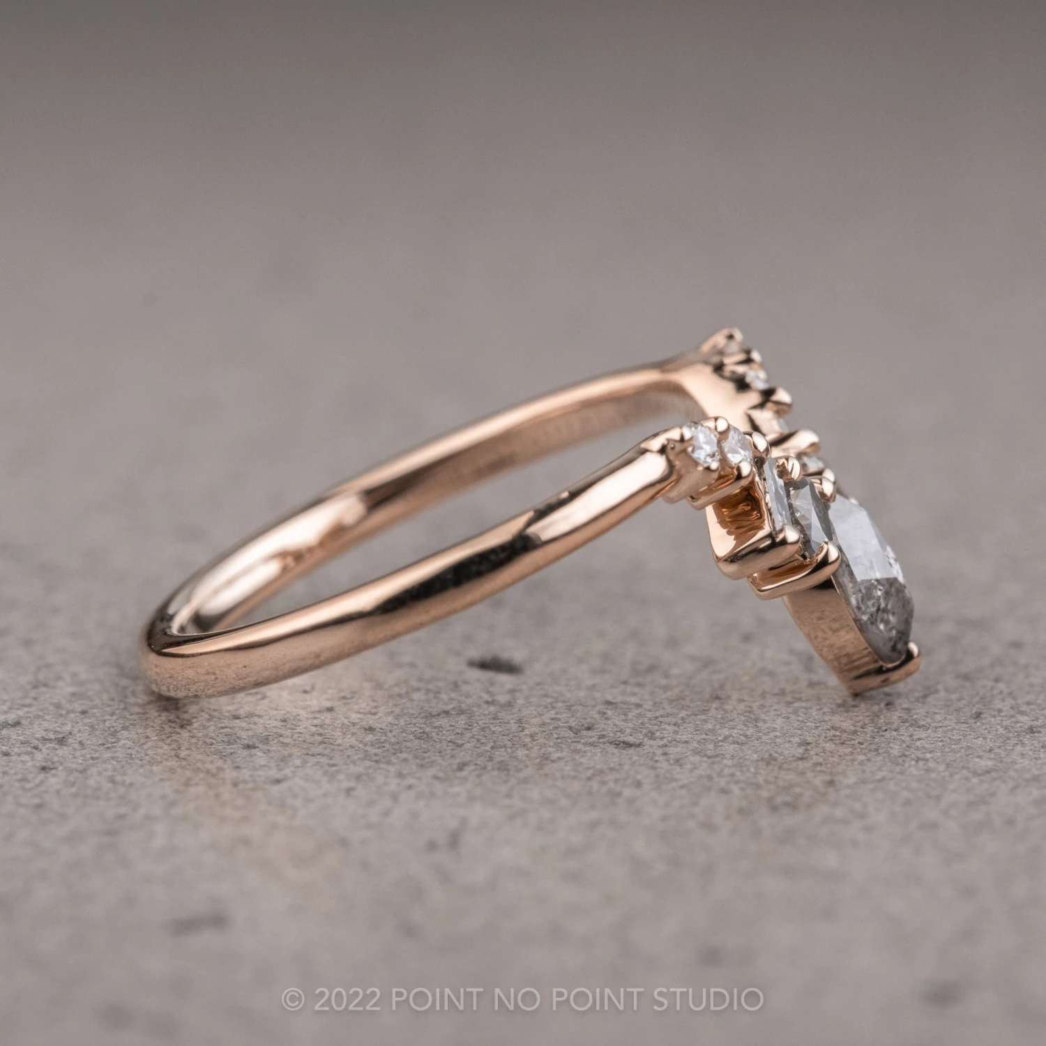 Salt And Pepper Marquise And Baguette Diamond Wedding Ring, Athena Setting, 14k Rose Gold 10 Salt And Pepper Marquise And Baguette Diamond Wedding Ring, Athena Setting, 14k Rose Gold - Image 10