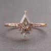 .99 Carat Canadian Salt And Pepper Kite Diamond Engagement Ring, Avaline Setting, 14K Rose Gold