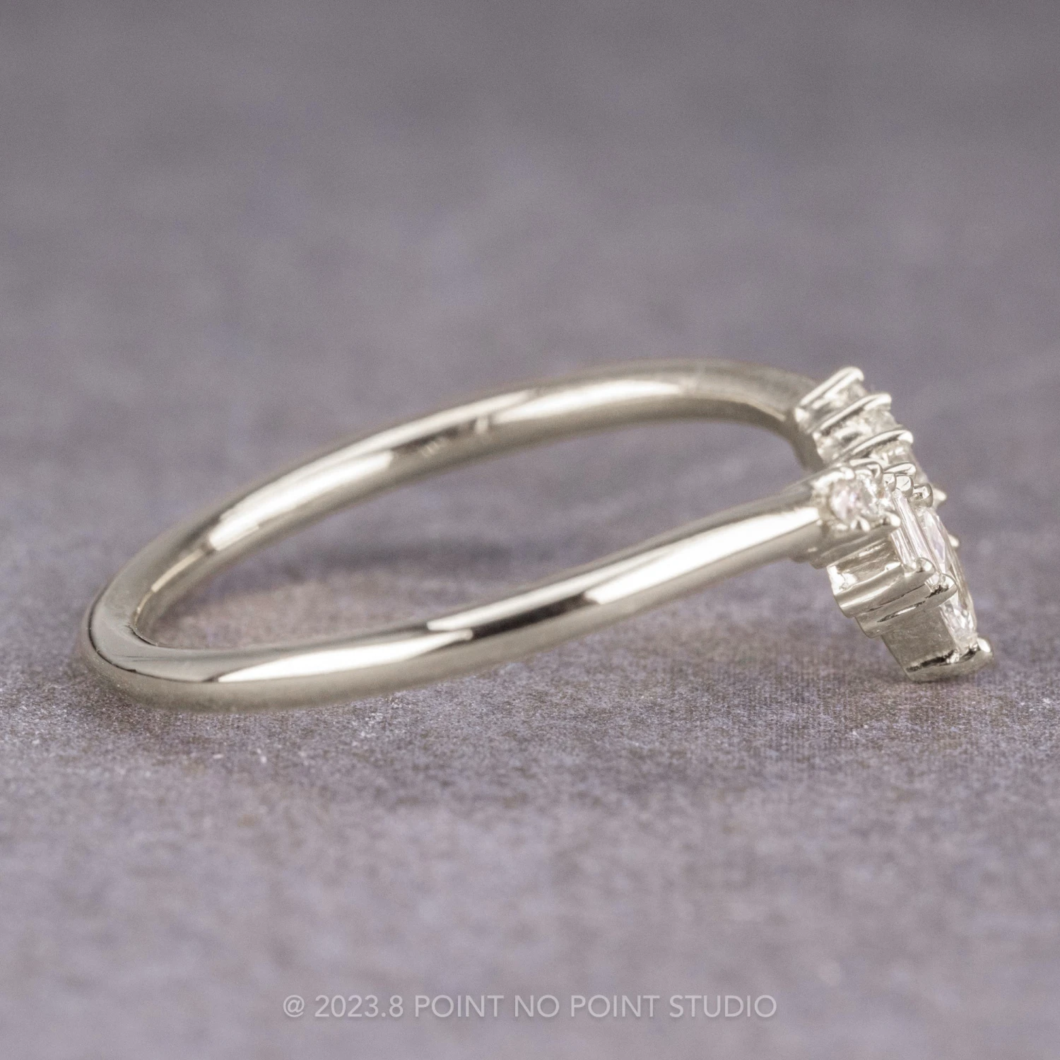 Diamond Wedding Band, Wren Wedding Ring, Platinum 3 Diamond Wedding Band, Wren Wedding Ring, Platinum - Image 3