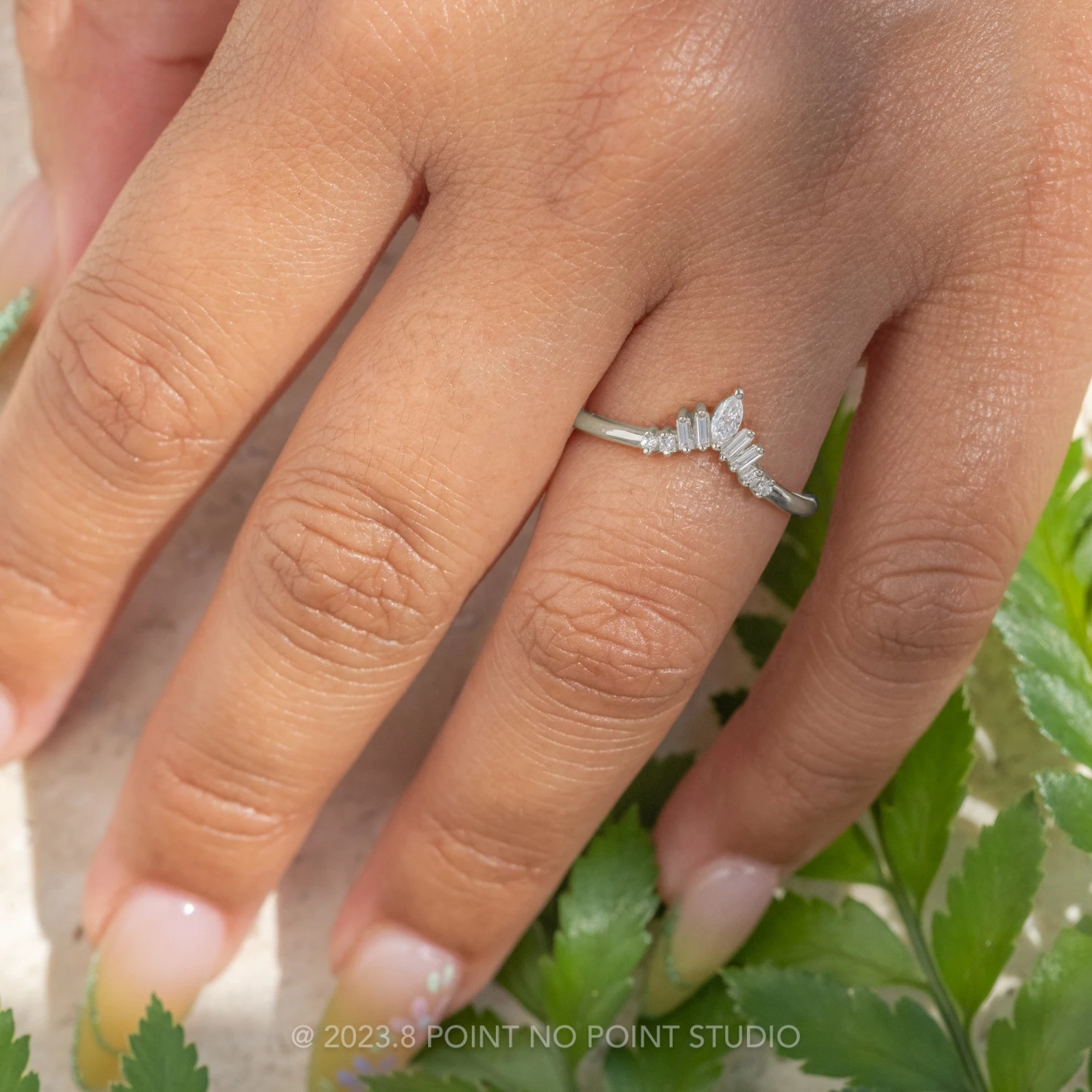 Diamond Wedding Band, Wren Wedding Ring, Platinum 2 Diamond Wedding Band, Wren Wedding Ring, Platinum - Image 2