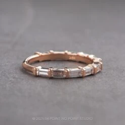 Baguette Diamond Wedding Band, Eternity Style, 14k Rose Gold 7 Baguette Diamond Wedding Band, Eternity Style, 14k Rose Gold -Point No Point Studio Store 13835 2 not 13835