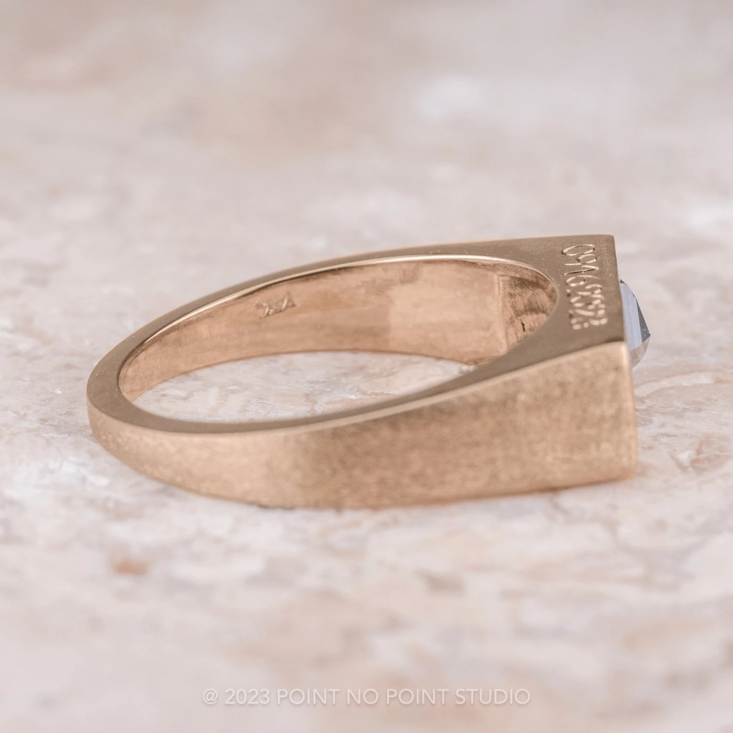 Men's Signet Style Diamond Wedding Ring, 14K Rose Gold 2 Men's Signet Style Diamond Wedding Ring, 14K Rose Gold - Image 2