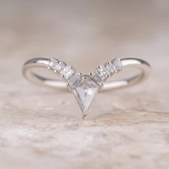 White Kite And Baguette Diamond Wedding Ring, Athena Setting, 14k White Gold