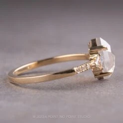 1.99 Carat Icy White Hexagon Diamond Engagement Ring, Eliza Setting, 14K Yellow Gold 10 1.99 Carat Icy White Hexagon Diamond Engagement Ring, Eliza Setting, 14K Yellow Gold -Point No Point Studio Store 14081 2