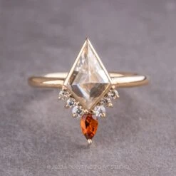 2.34 Carat Kite Moissanite Engagement Ring, Bezel Ava Setting, 14K Yellow Gold