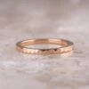 1.7mm Square 14k Rose Gold Wedding Band, Hammered Polished