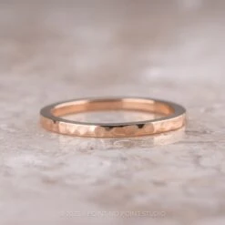 1.7mm Square 14k Rose Gold Wedding Band, Hammered Polished