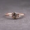 1.33 Carat Salt And Pepper Hexagon Diamond Engagement Ring, Zoe Setting, 14K Rose Gold