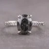 1.72 Carat Black Speckled Oval Diamond Engagement Ring, Ombre Jules Setting, Platinum