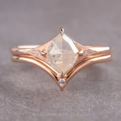 Single Diamond Vivian Wedding Band, 14k Rose Gold -Point No Point Studio Store 14592 1