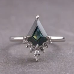 1.58 Carat Teal Kite Sapphire And Diamond Engagement Ring, Ava Setting, Platinum