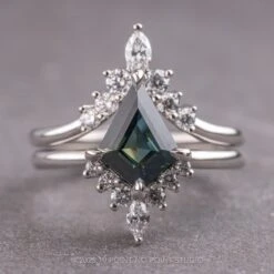 1.58 Carat Teal Kite Sapphire And Diamond Engagement Ring, Ava Setting, Platinum -Point No Point Studio Store 14780 3