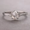 1.59 Carat Icy White Hexagon Diamond Engagement Ring, Eliza Setting, 14K White Gold