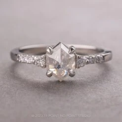 1.59 Carat Icy White Hexagon Diamond Engagement Ring, Eliza Setting, 14K White Gold