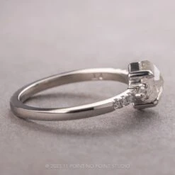 1.59 Carat Icy White Hexagon Diamond Engagement Ring, Eliza Setting, 14K White Gold -Point No Point Studio Store 15084 2