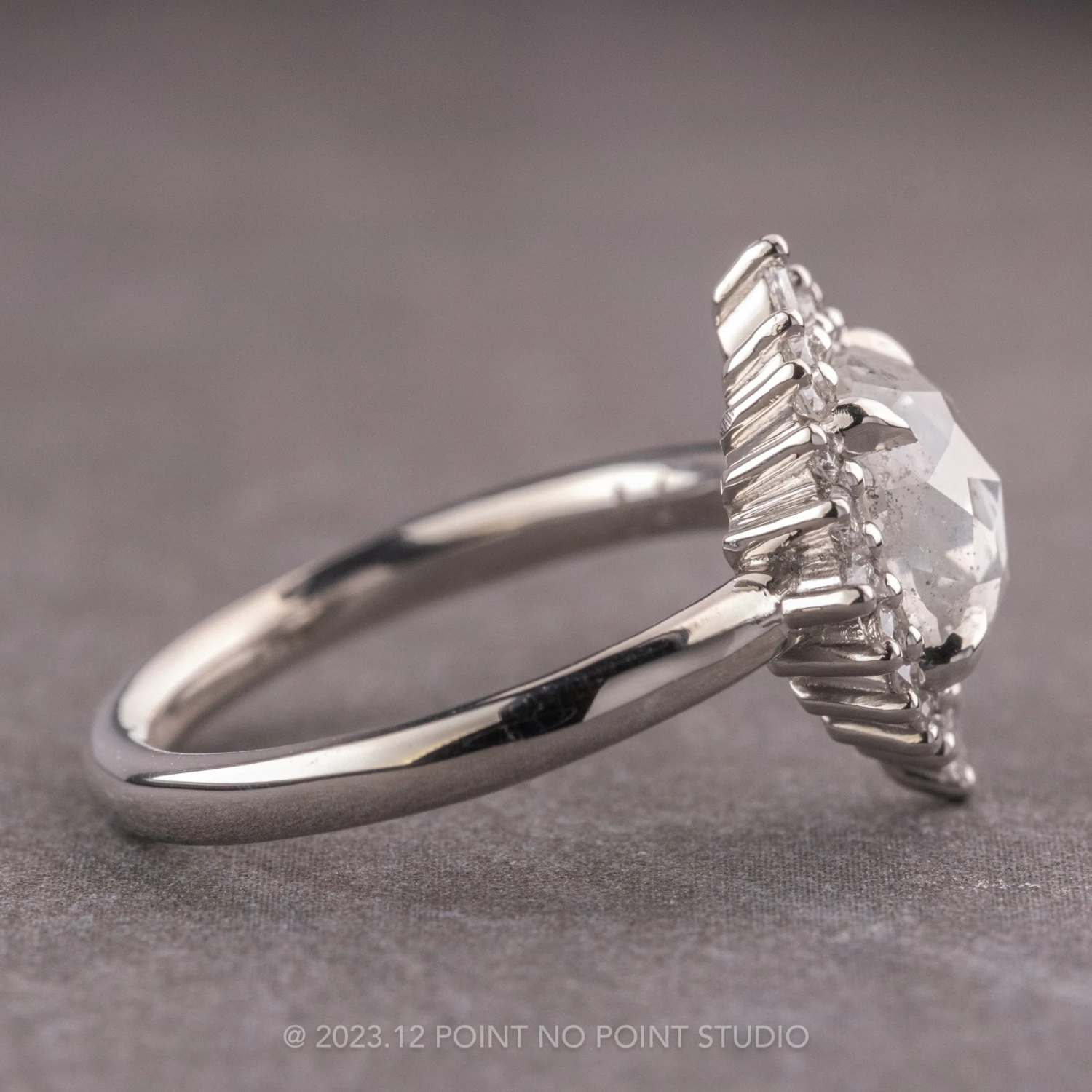 1.37 Carat Icy Salt And Pepper Cushion Diamond Engagement Ring, Cosette Setting, Platinum 5 1.37 Carat Icy Salt And Pepper Cushion Diamond Engagement Ring, Cosette Setting, Platinum - Image 5