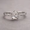 1.34 Carat Icy White Hexagon Diamond Engagement Ring, Eliza Setting, Platinum
