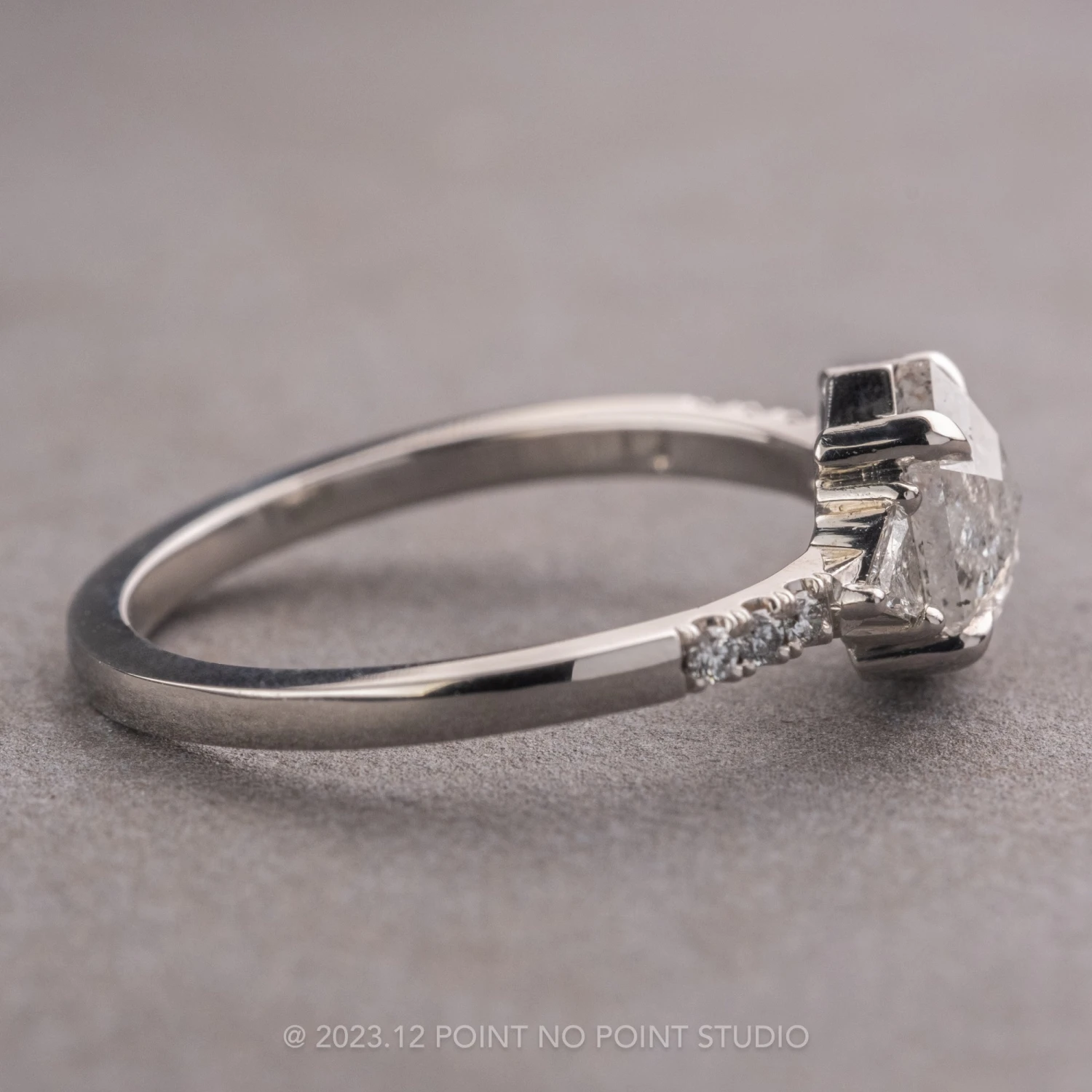 1.34 Carat Icy White Hexagon Diamond Engagement Ring, Eliza Setting, 14K White Gold 4 1.34 Carat Icy White Hexagon Diamond Engagement Ring, Eliza Setting, 14K White Gold - Image 4