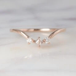 Geometric Diamond Charlotte Wedding Band, 14k Rose Gold