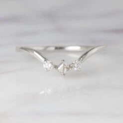 Geometric Diamond Charlotte Wedding Band, 14k White Gold