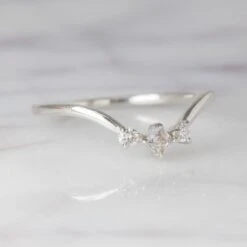 Geometric Diamond Charlotte Wedding Band, 14k White Gold -Point No Point Studio Store 1540 Bw