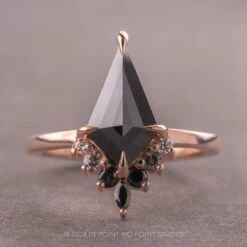 1.33 Carat Black Kite Diamond Engagement Ring, Ombre Ava Setting, 14K Rose Gold