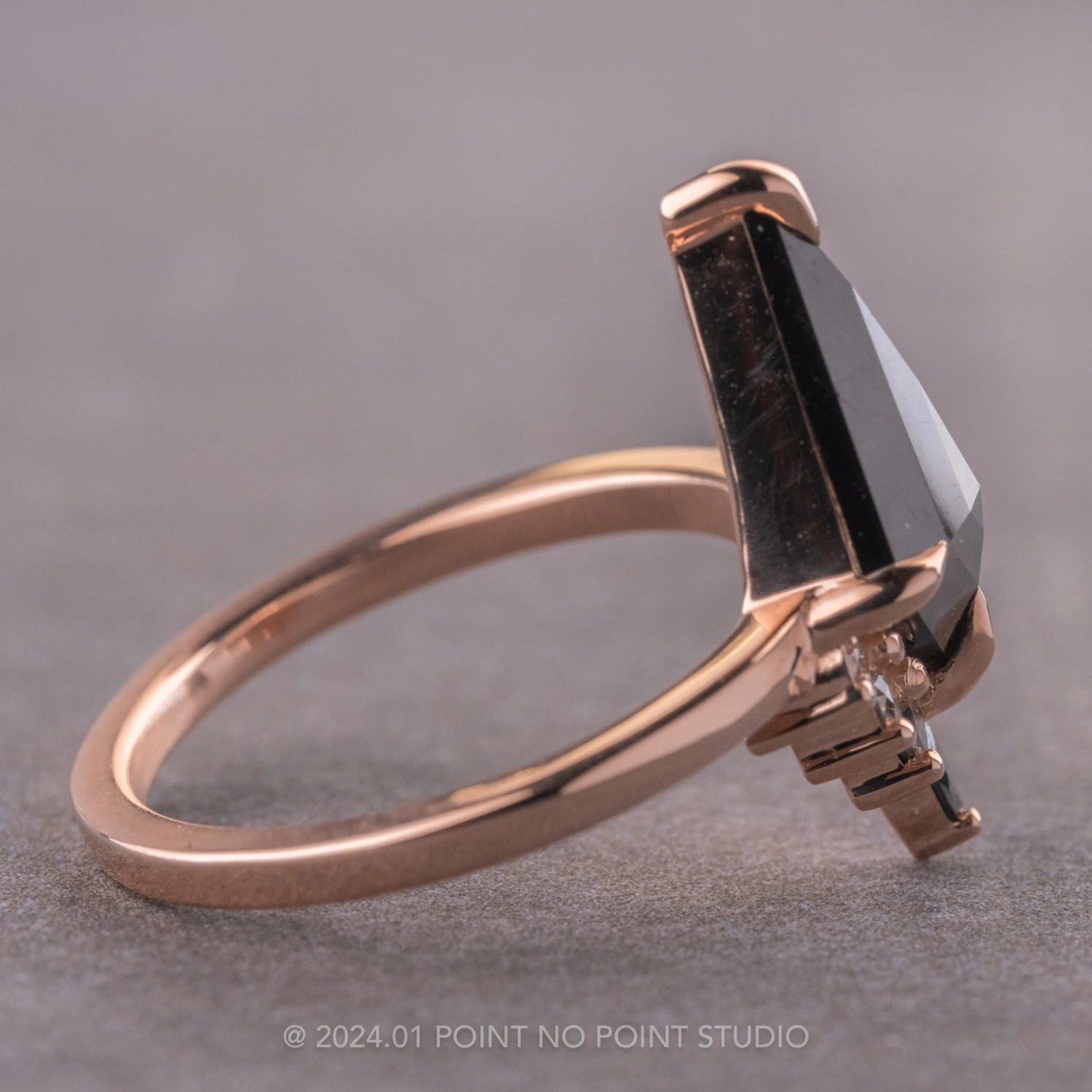1.33 Carat Black Kite Diamond Engagement Ring, Ombre Ava Setting, 14K Rose Gold 5 1.33 Carat Black Kite Diamond Engagement Ring, Ombre Ava Setting, 14K Rose Gold - Image 5