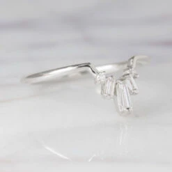 White Baguette Diamond Wedding Band, Dawn Setting, 14k White Gold 7 White Baguette Diamond Wedding Band, Dawn Setting, 14k White Gold -Point No Point Studio Store 1558 BWG