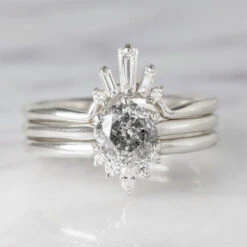 White Baguette Diamond Wedding Band, Dawn Setting, 14k White Gold 6 White Baguette Diamond Wedding Band, Dawn Setting, 14k White Gold -Point No Point Studio Store 1558 DWG