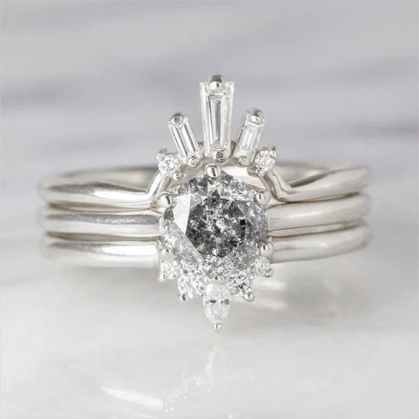 White Baguette Diamond Wedding Band, Dawn Setting, 14k White Gold 3 White Baguette Diamond Wedding Band, Dawn Setting, 14k White Gold - Image 3