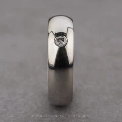 Salt And Pepper Diamond Men's Ring, Comfort Fit, 14K White Gold 8 Salt And Pepper Diamond Men's Ring, Comfort Fit, 14K White Gold -Point No Point Studio Store 15596 2