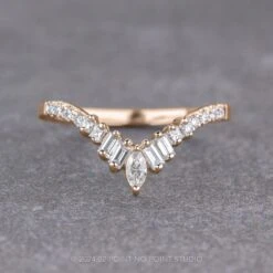 Extra Diamond Wren Wedding Band, 14k Rose Gold