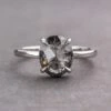 1.86 Carat Black Speckled Oval Diamond Engagement Ring, Jane Setting, Platinum
