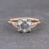 1.66 Carat Salt And Pepper Round Diamond Engagement Ring, Quinn Setting, 14K Rose Gold