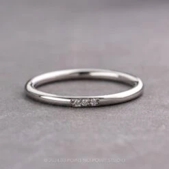 3 Diamond Round Wedding Band, 14k White Gold