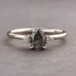 .99 Carat Salt And Pepper Pear Diamond Engagement Ring, Zoe Setting, Platinum