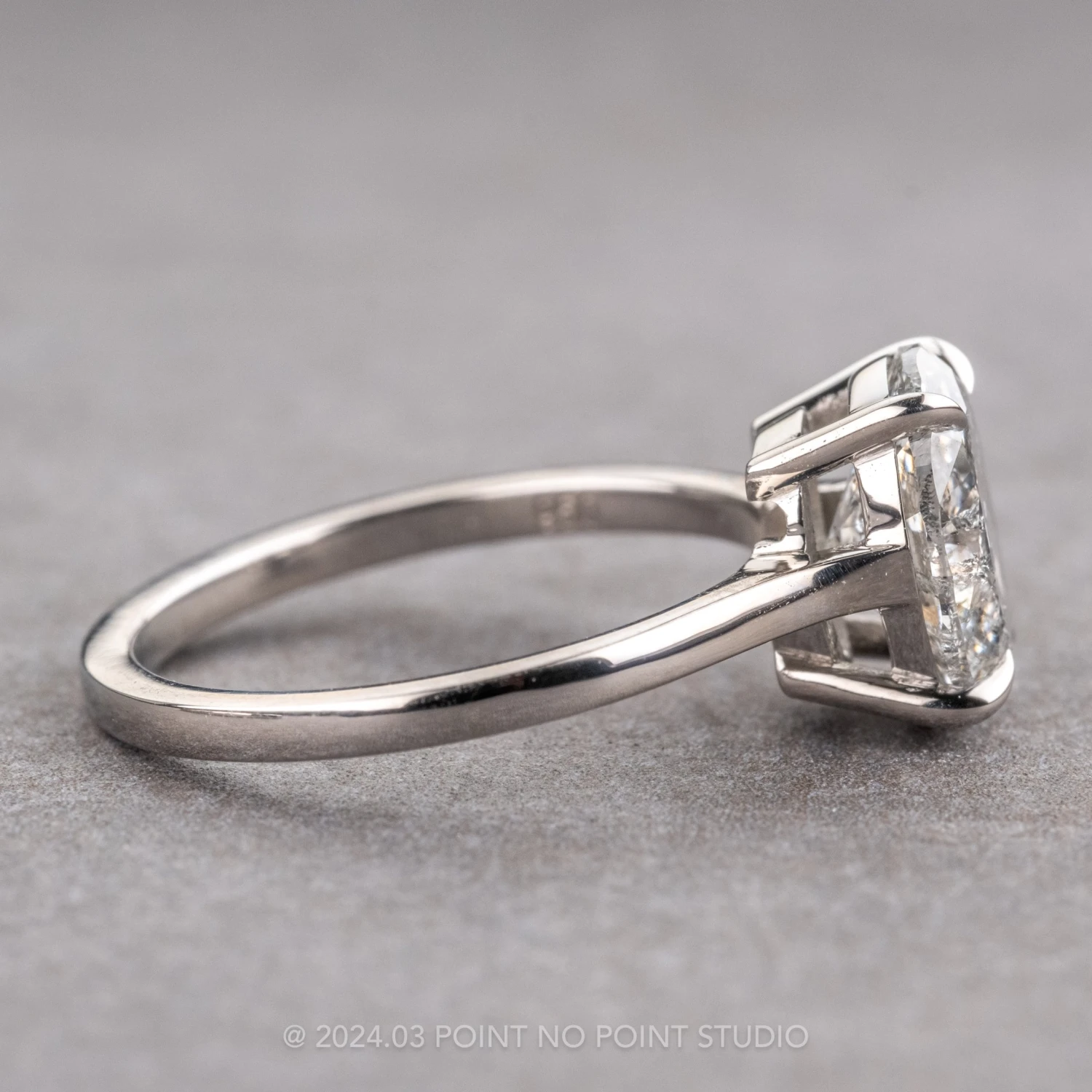 2.10 Carat Salt And Pepper Oval Diamond Engagement Ring, Lark Setting, 14K White Gold 7 2.10 Carat Salt And Pepper Oval Diamond Engagement Ring, Lark Setting, 14K White Gold - Image 7