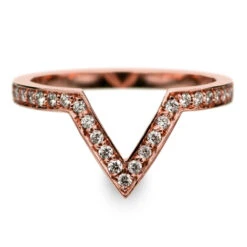 Bead Set Diamond Ring, Victoria Setting, 14K Rose Gold