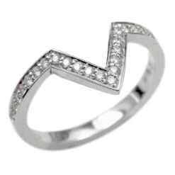 Bead Set Diamond Ring, Victoria Setting, 14K White Gold -Point No Point Studio Store 1600078WG C